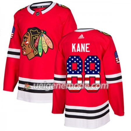 Herren Eishockey Chicago Blackhawks Trikot Patrick Kane 88 Adidas 2017-2018 Rot USA Flag Fashion Authentic